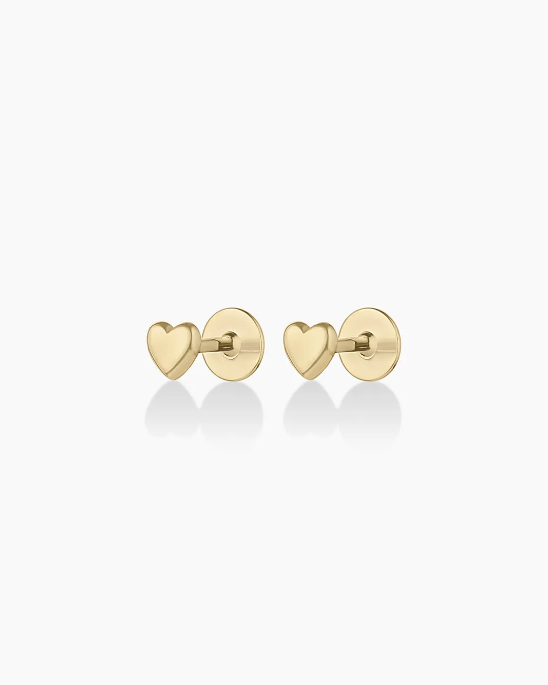 14k Gold Heart Flat Back Studs