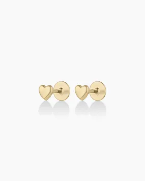 14k Gold Heart Flat Back Studs