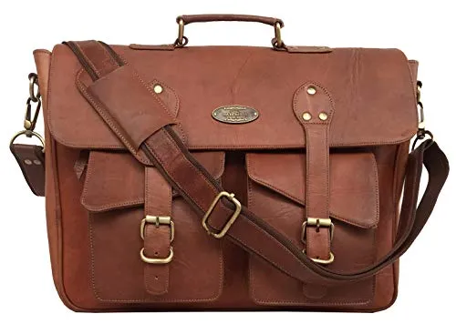 16 Inch Rustic Vintage Leather Messenger Bag Laptop Bag Briefcase Satchel Bag