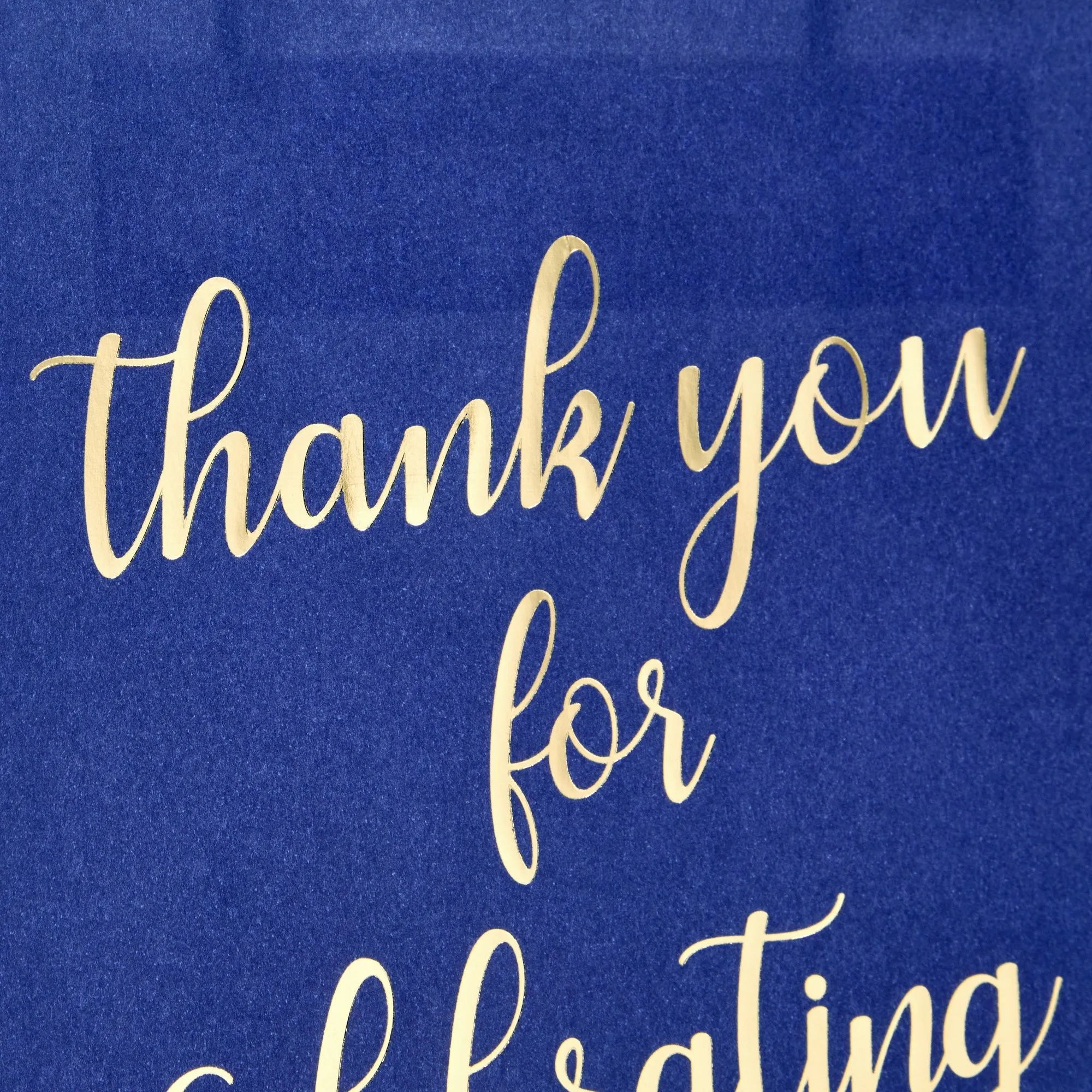 24-Pack 8x4x10-Inch Navy Blue Gift Bags with Gold Foil Script, Medium-Sized Thank You Bags with Handles and 24 Sheets White Tissue Paper