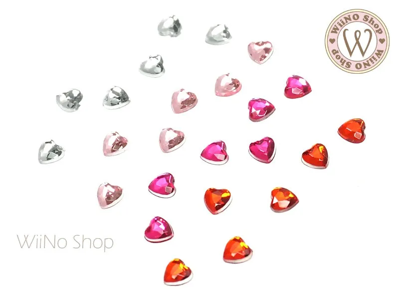 4mm Heart Flat Back Acrylic Rhinestone - 25 pcs