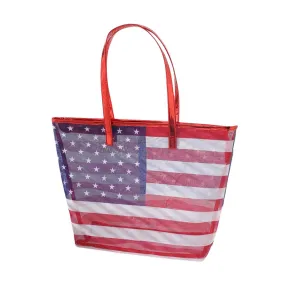 American USA Flag Printed Beach Tote Bag