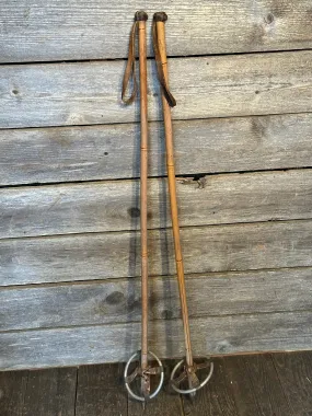 Bamboo Ski Poles with metal baskets