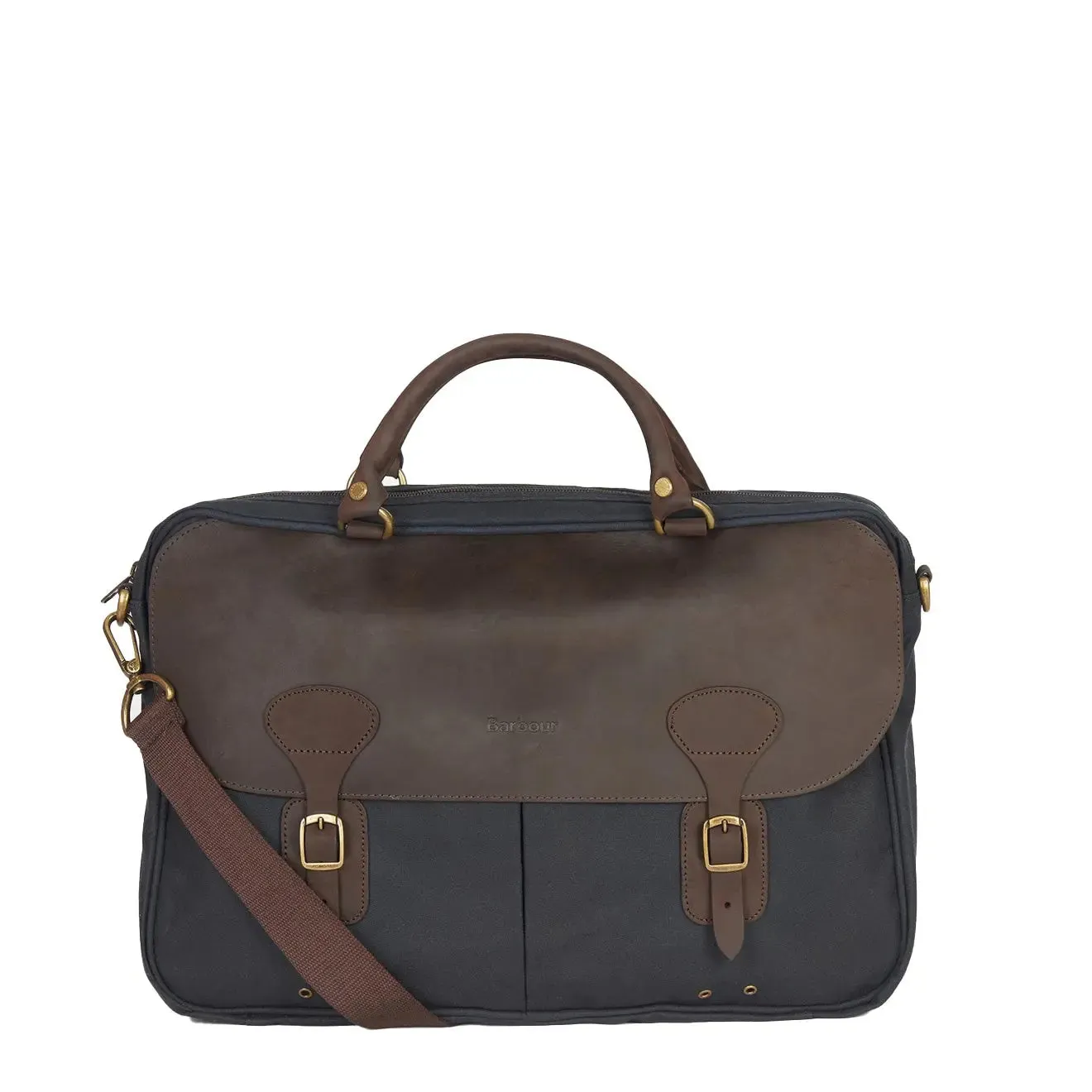 Barbour Wax Leather Briefcase Navy