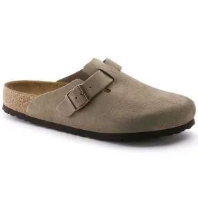 Birkenstock Boston, Regular Fit, Soft Footbed, Suede Leather, Taupe