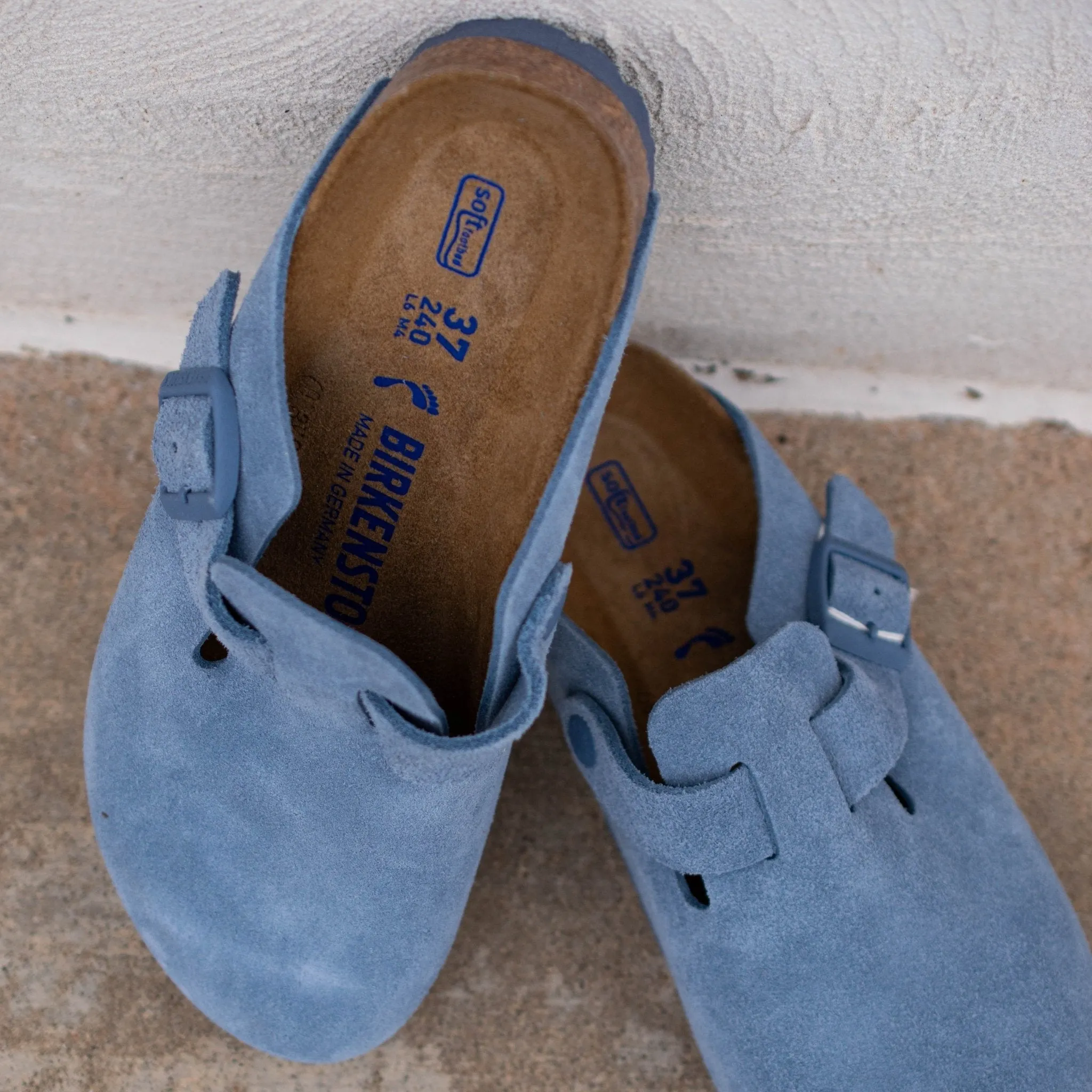 Birkenstock Boston SFB Clogs in Elemental Blue with Soft Footbed