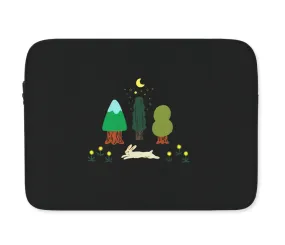 Black Moon Forest Rabbit Graphic Laptop Sleeves iPad 11 13 15 inch Cases Protective Covers Handbags Square Pouches Designer Artist Prints Cute Lightweight School Collage Office Zipper Fashion Unique Gifts Couple Items Skins