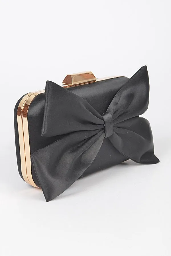 Black Satin Bow Clutch