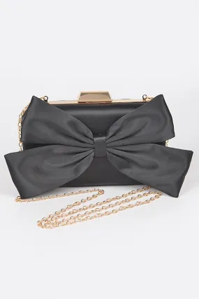 Black Satin Bow Clutch