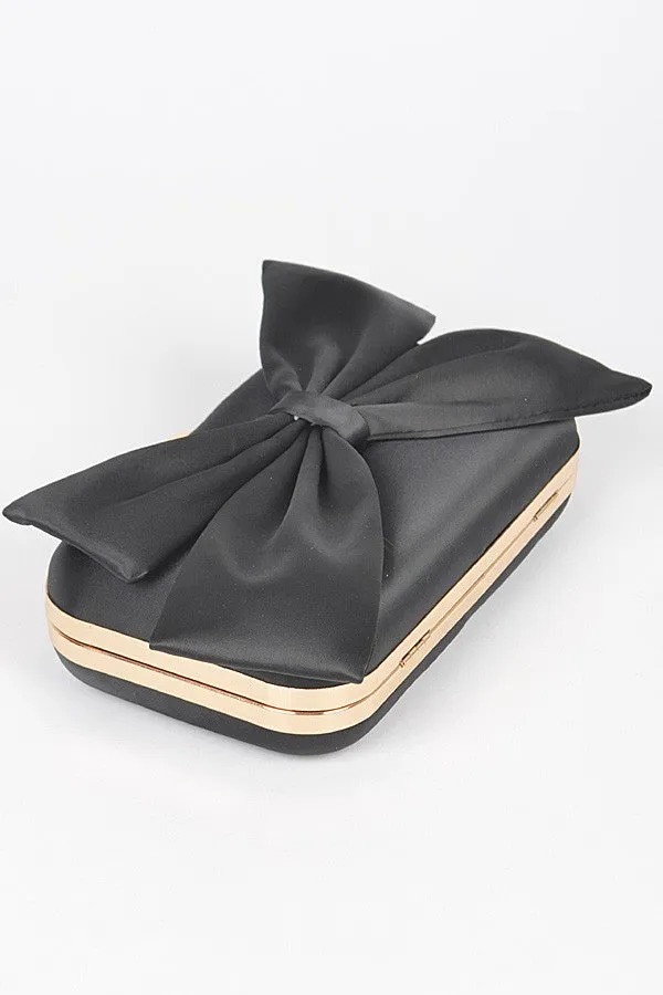 Black Satin Bow Clutch