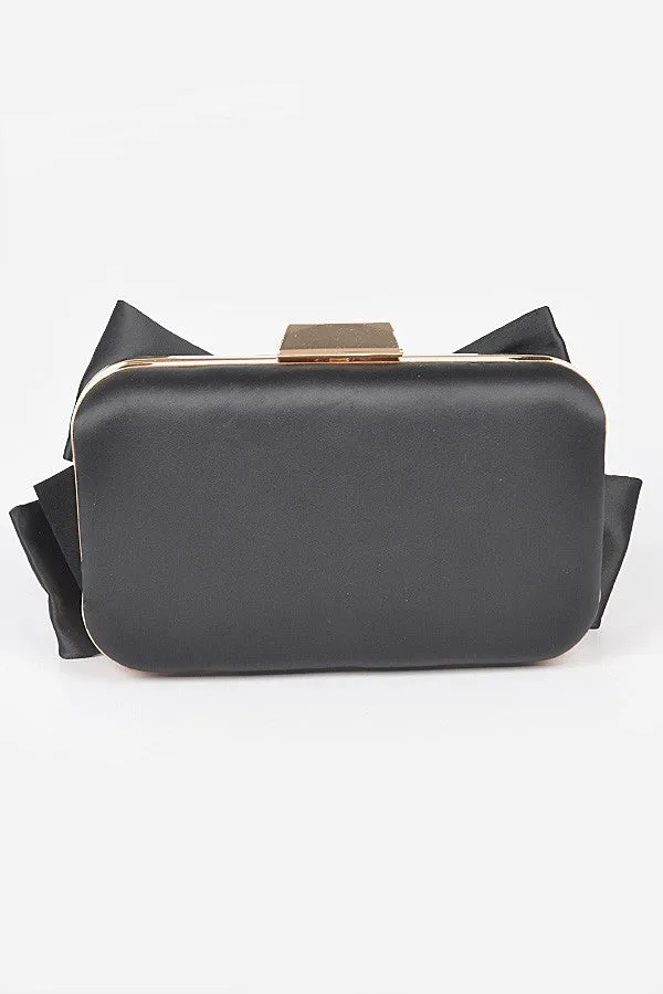 Black Satin Bow Clutch