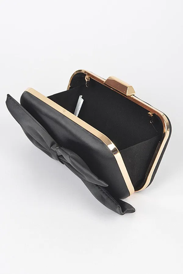 Black Satin Bow Clutch