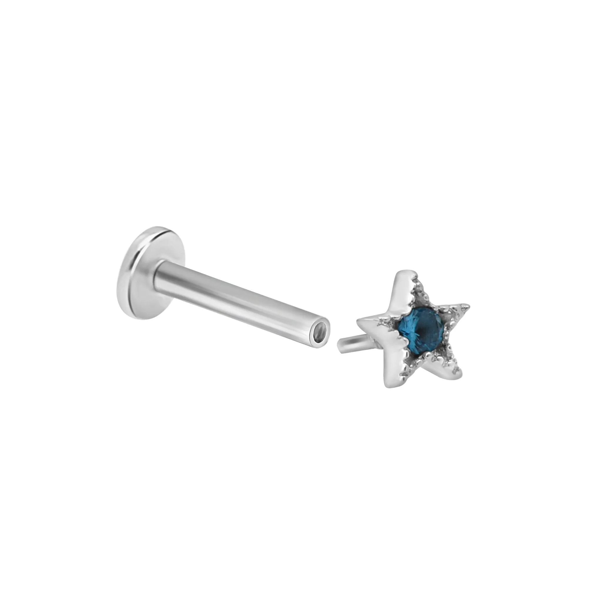 Blue Topaz Milgrain Star Flat Back Stud