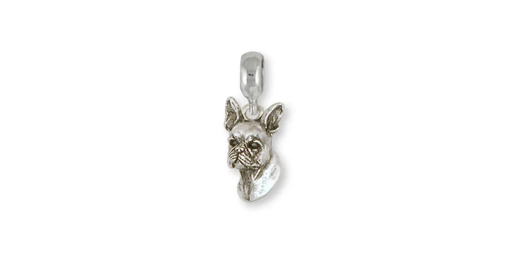 Boston Terrier Charm Slide Jewelry Sterling Silver Handmade Dog Charm Slide BT9-PNS