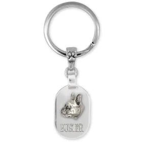 Boston Terrier Jewelry Sterling Silver Handmade Boston Terrier Key Ring  BT152X-KRE