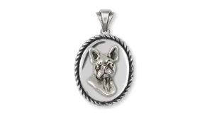 Boston Terrier Pendant Jewelry Sterling Silver Handmade Dog Pendant BT16-VP