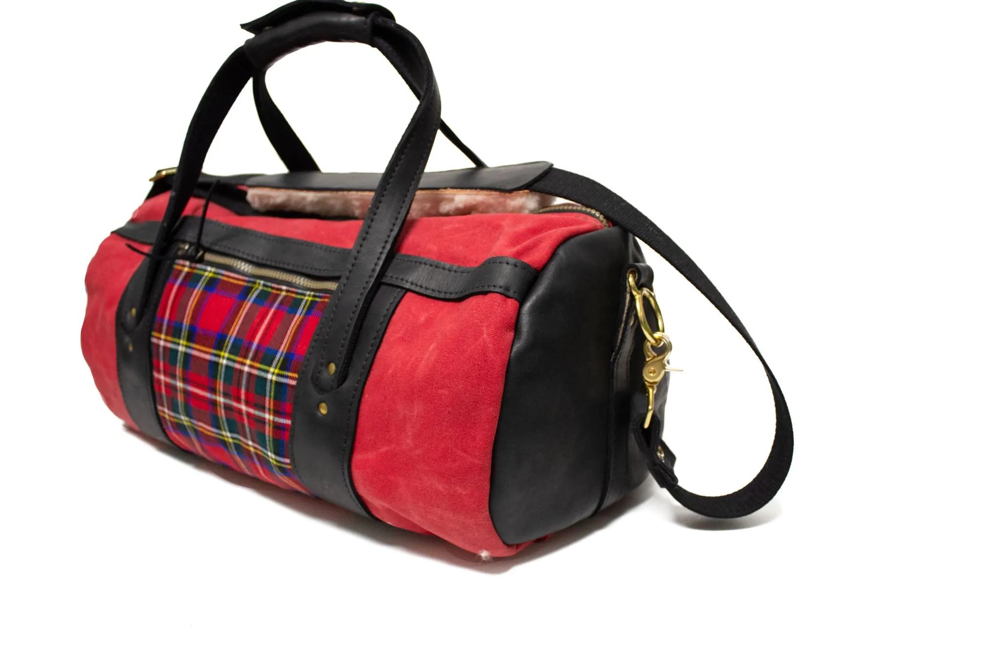 Club Duffel Bag- Stewart Prince Charles Tartan with Red