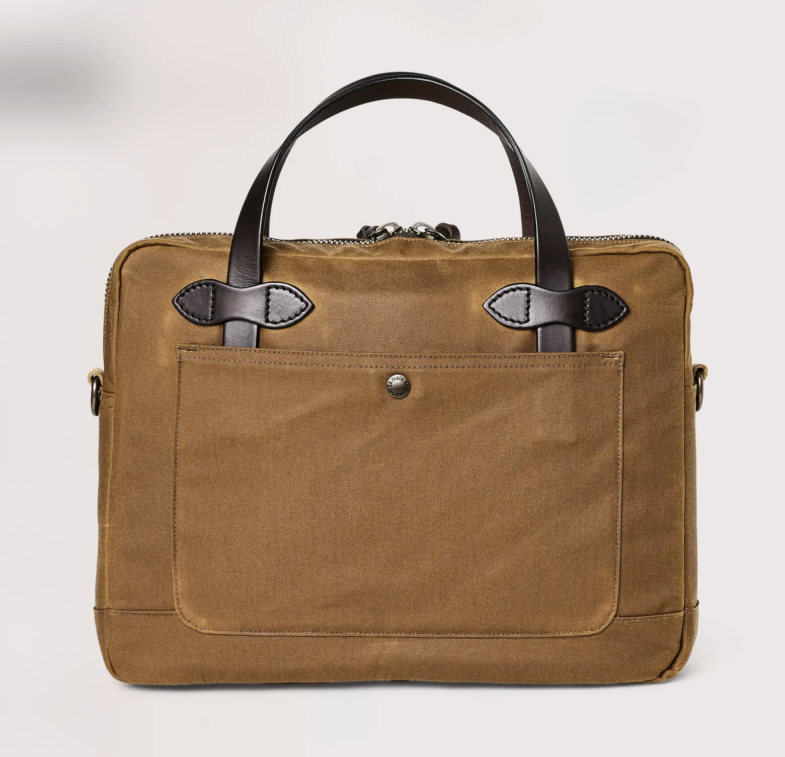 Compact Tin Cloth Briefcase, Dark Tan