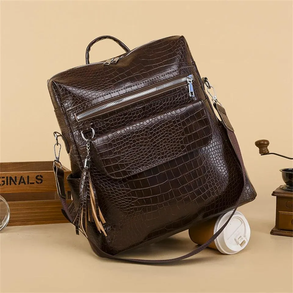 Cool Pu Leather Backpack for College Students - QC443