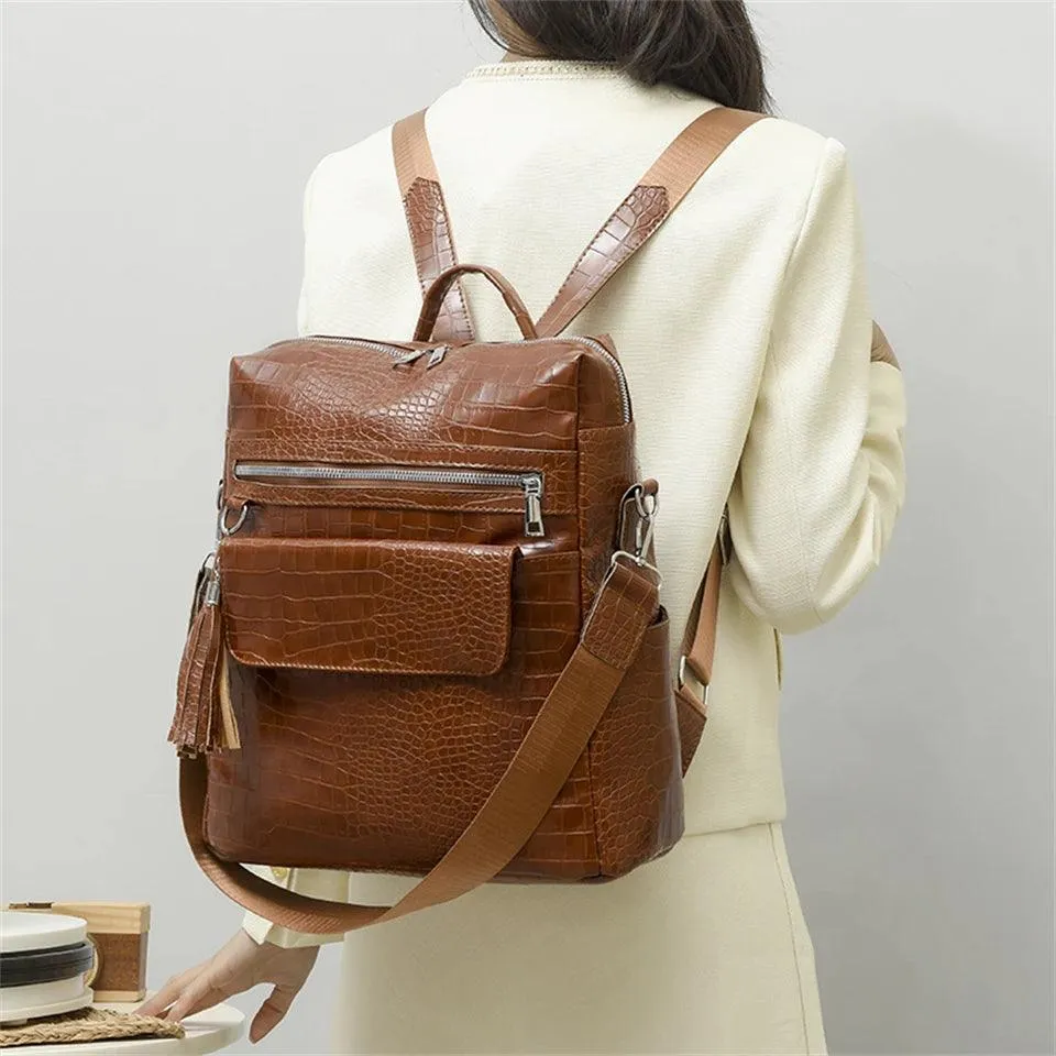 Cool Pu Leather Backpack for College Students - QC443