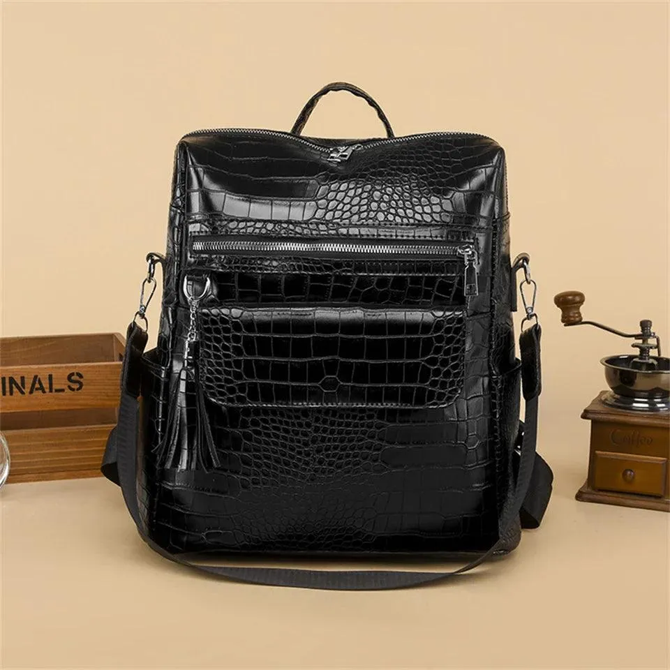 Cool Pu Leather Backpack for College Students - QC443