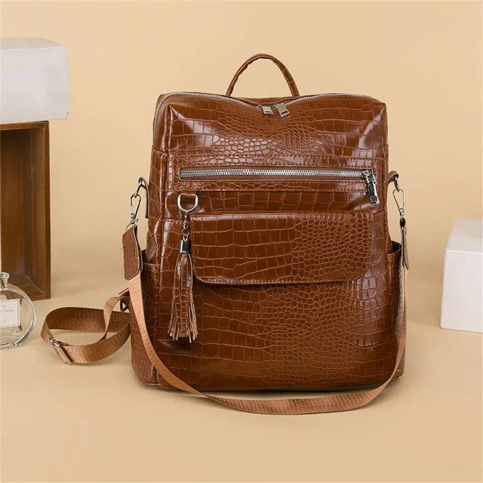 Cool Pu Leather Backpack for College Students - QC443