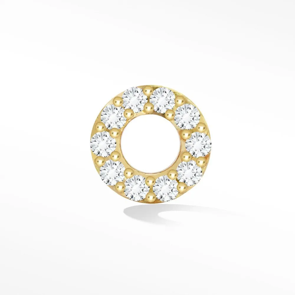 Diamond Flat Back Earring Donut 14k Yellow