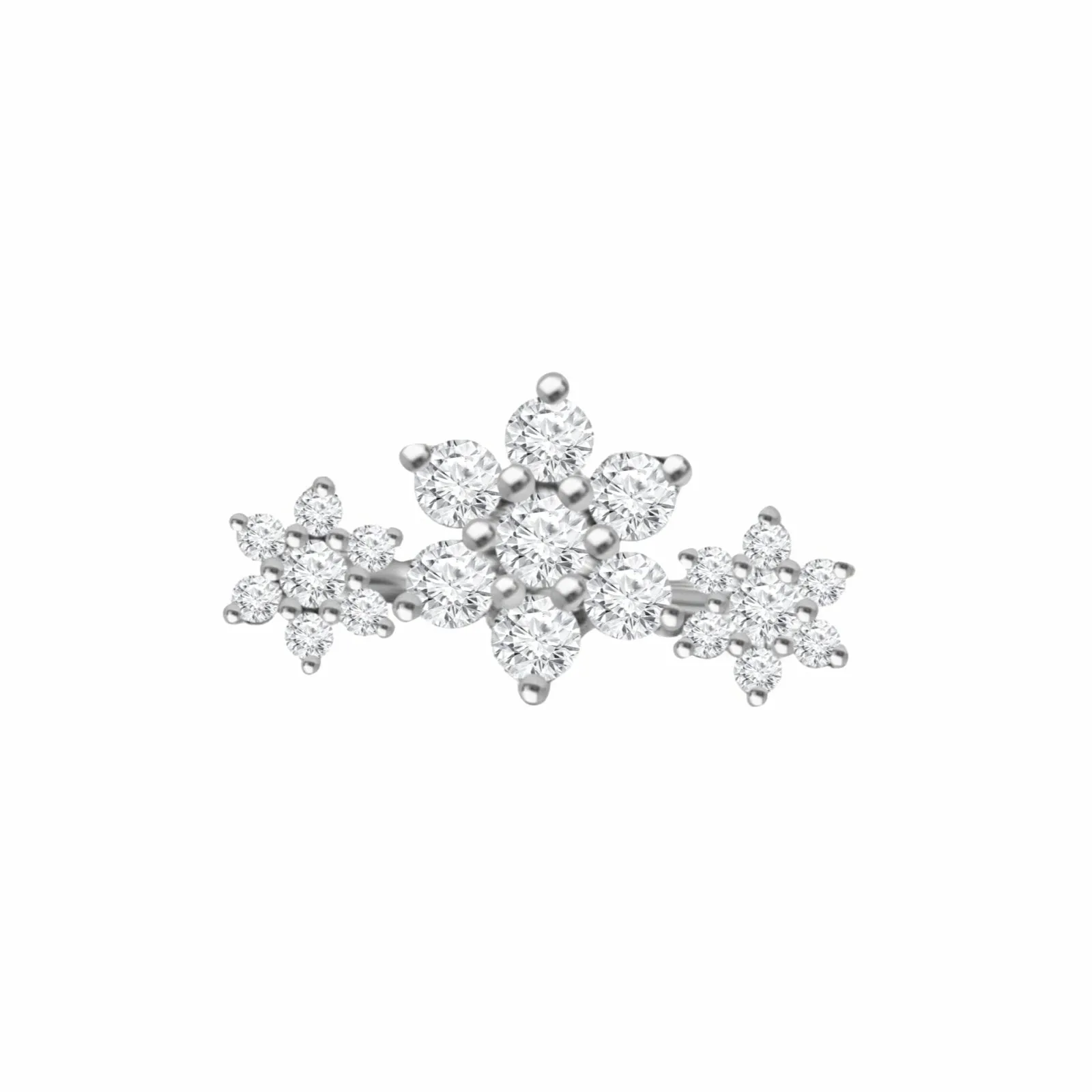 Diamond Three Flower Garland Flat Back Stud