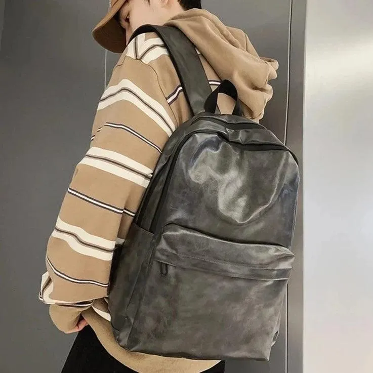 DV1231 Fashion Preppy Style Cool Backpack - PU Leather Bags