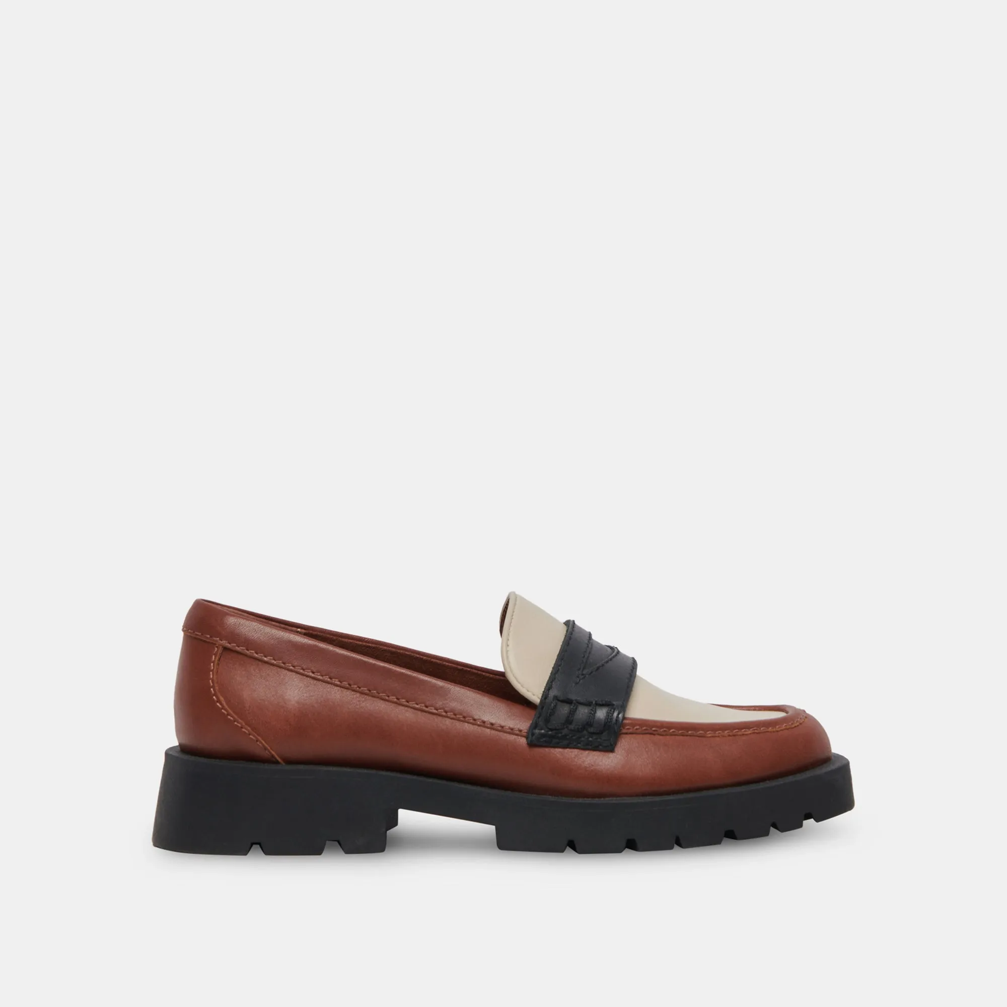 ELIAS WIDE FLATS BROWN BLACK LEATHER