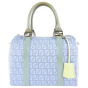 Fendi Sky Blue Forever Zucca Coated Canvas Boston Bag