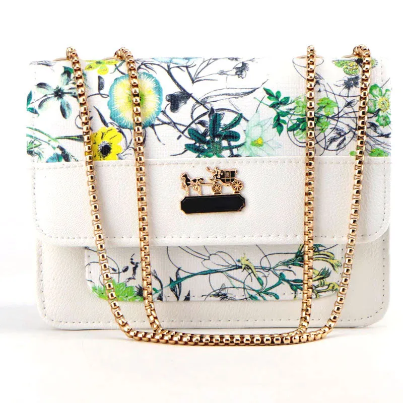 Floral Crossbody Purse with Gold Chain