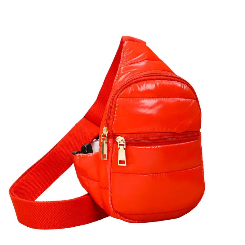 Glossy Solid Puffer Mini Sling Bag