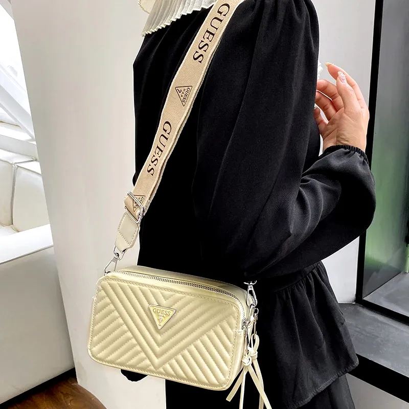 GUE Zipper Sling Bag Women Crossbody Strap Square Bag