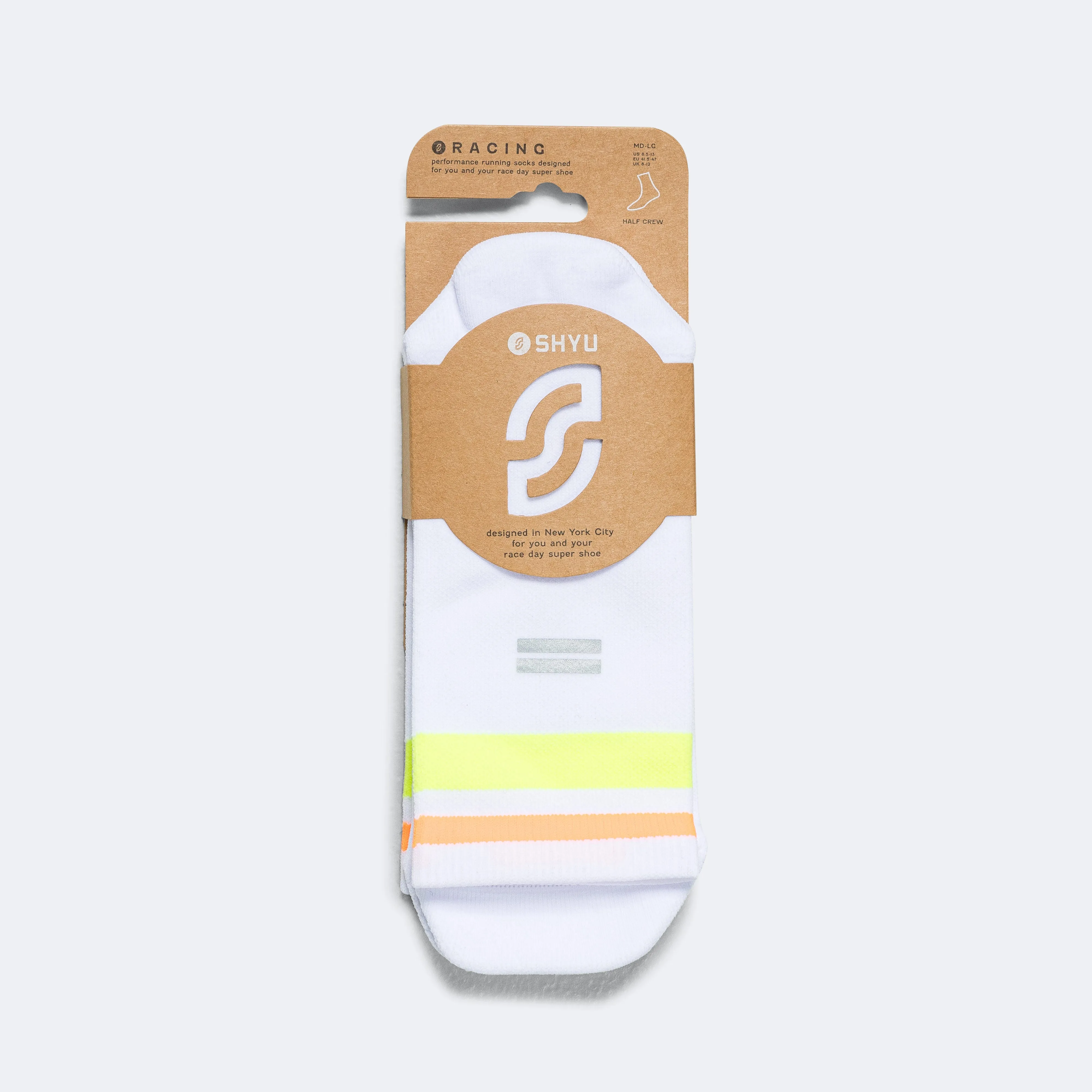 Half Crew Racing Socks - White/Lime/Mango