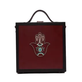 Hamsa hand embroidered briefcase bag