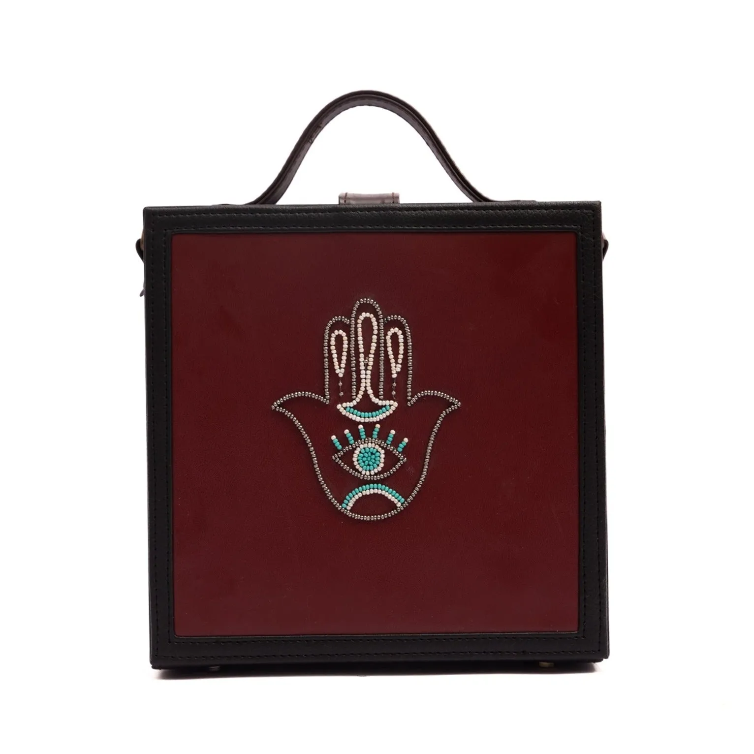 Hamsa hand embroidered briefcase bag