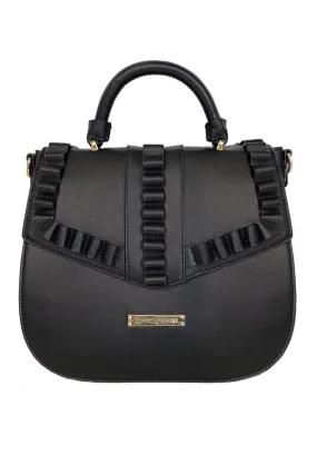 La Parisienne Ruffle Handbag (Black)