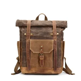 Large Canvas Leather Waterproof 14 Inch Backpack