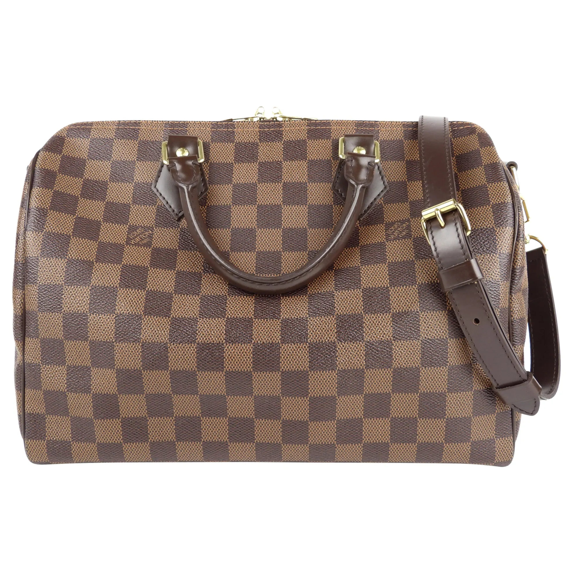 Louis Vuitton Brown Damier Ebene Coated Canvas Speedy 30 Bandouliere Two Way Boston Bag