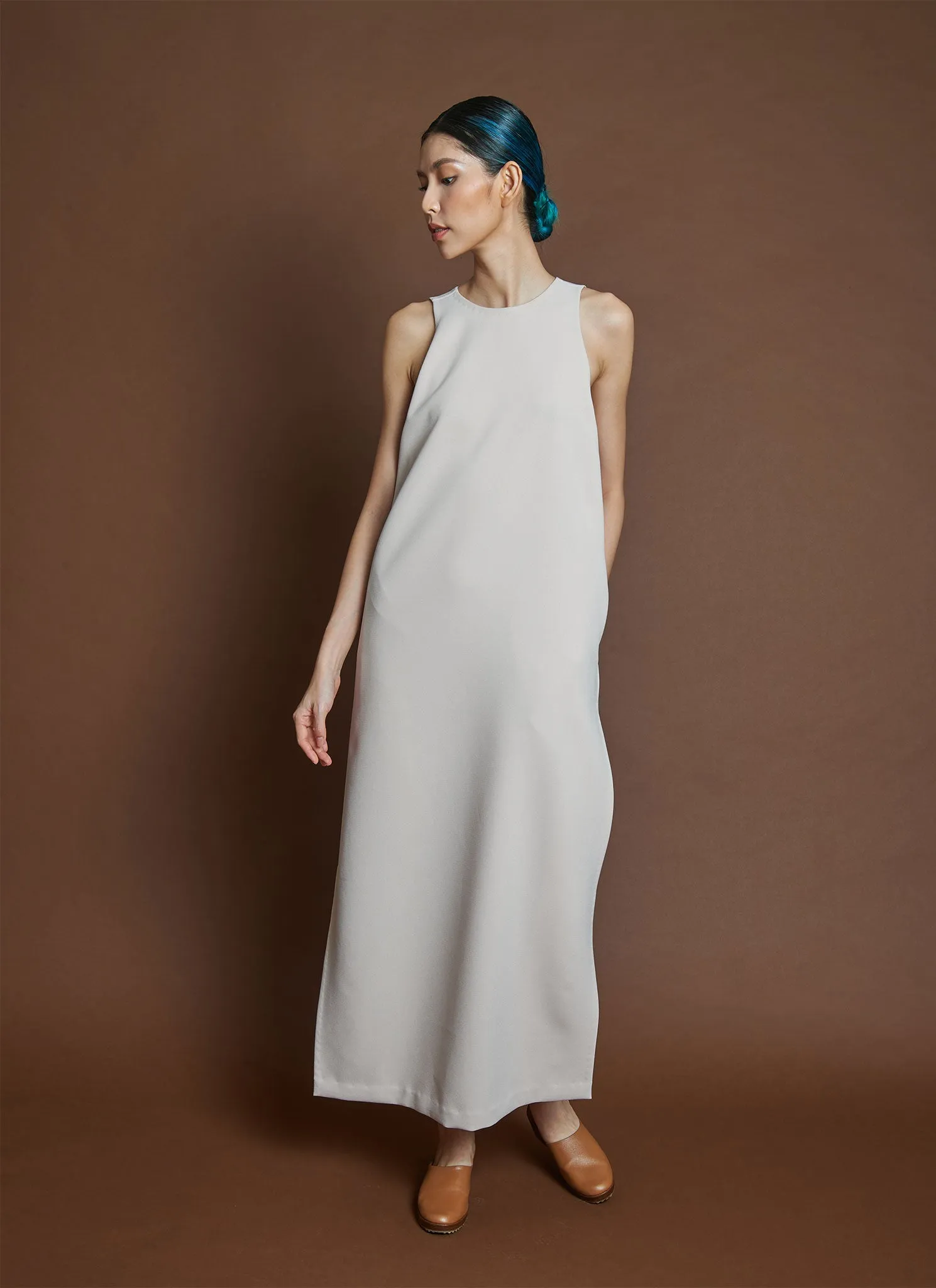 Mango Pine Overlap Side Slit Maxi Dress - Light Cream