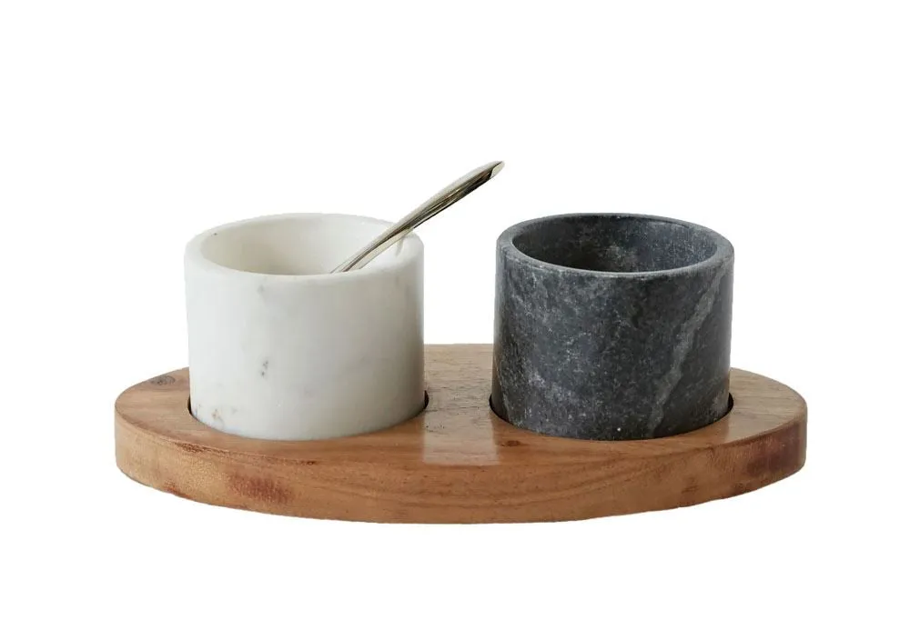 Mango Wood & Marble 4 pc Serving Set