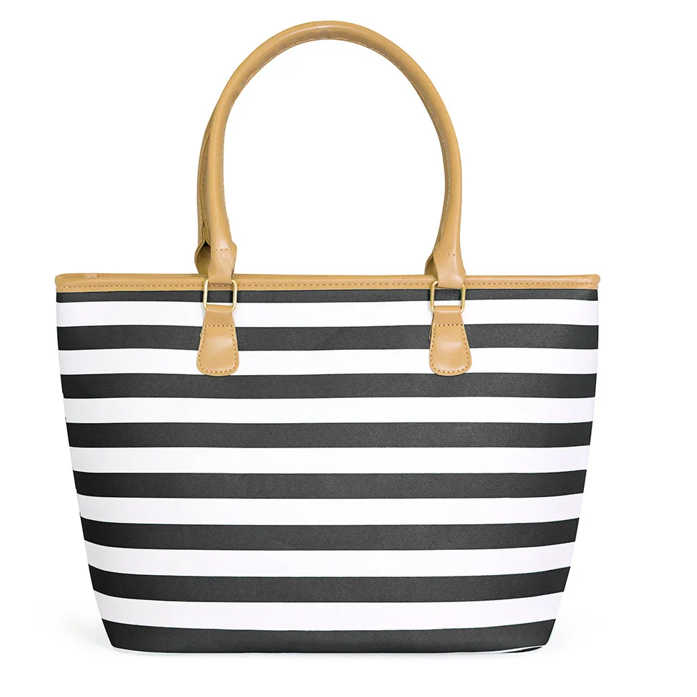 Maria Black and White Stripe Handbag