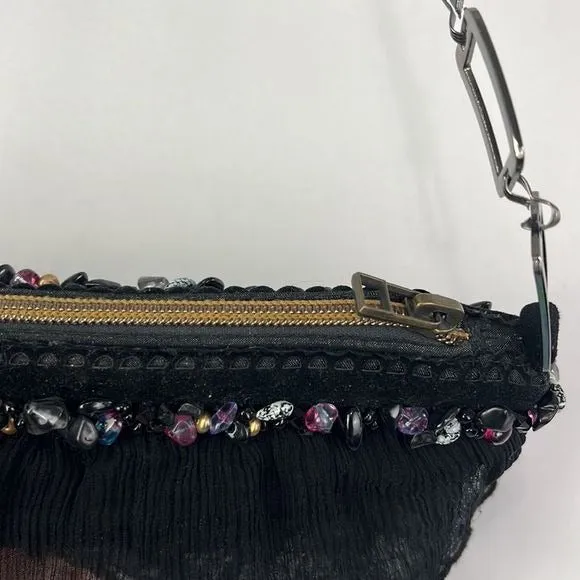 MaryFrances Black Beaded Butterfly Bag