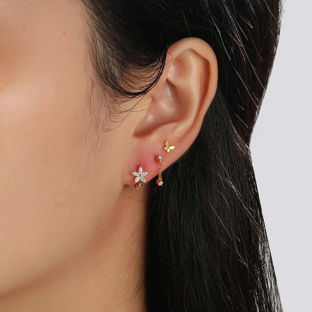 Mini Butterfly Flat Back Stud Earring (18G)