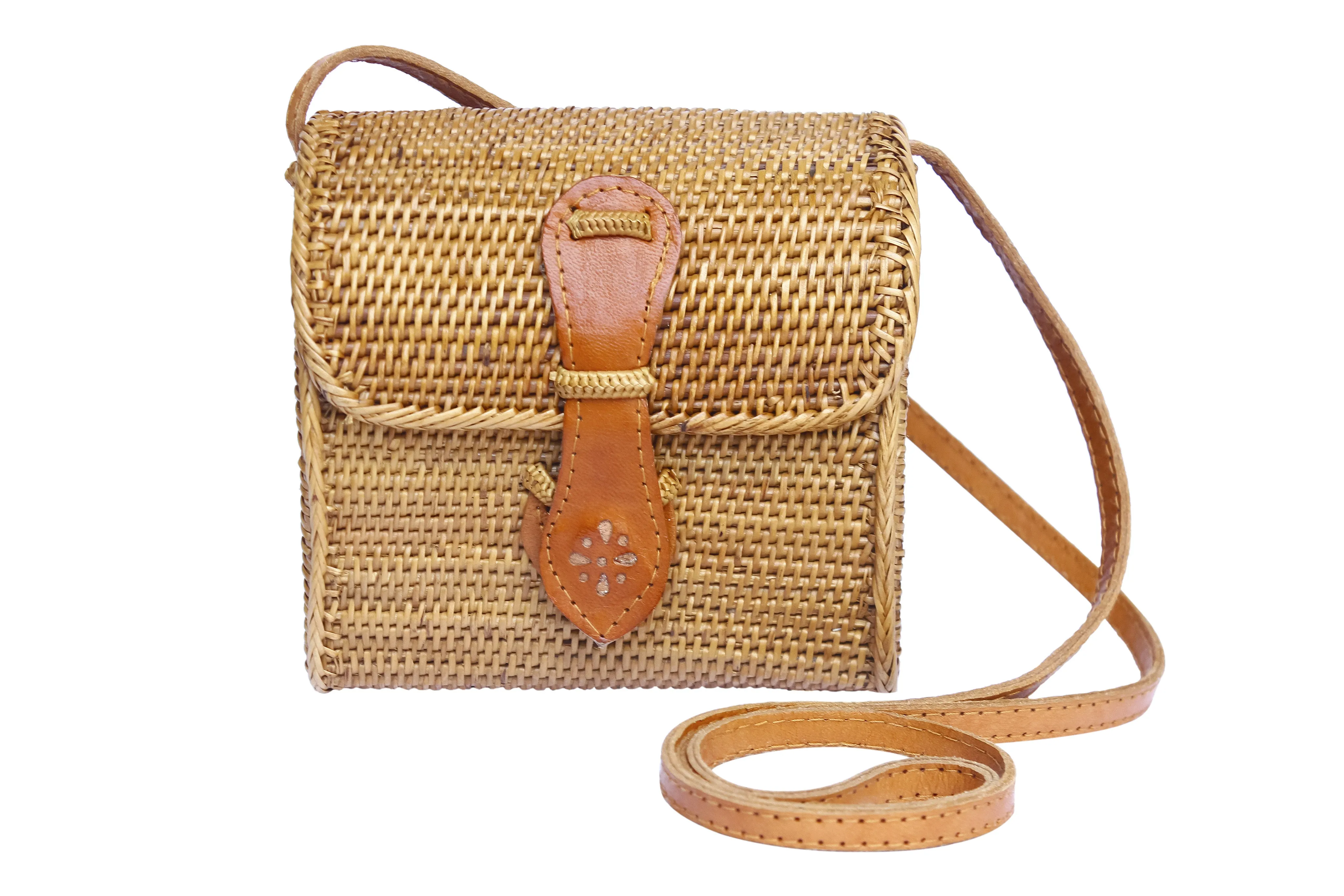 Mini Rattan Bali Crossbody Square Bag