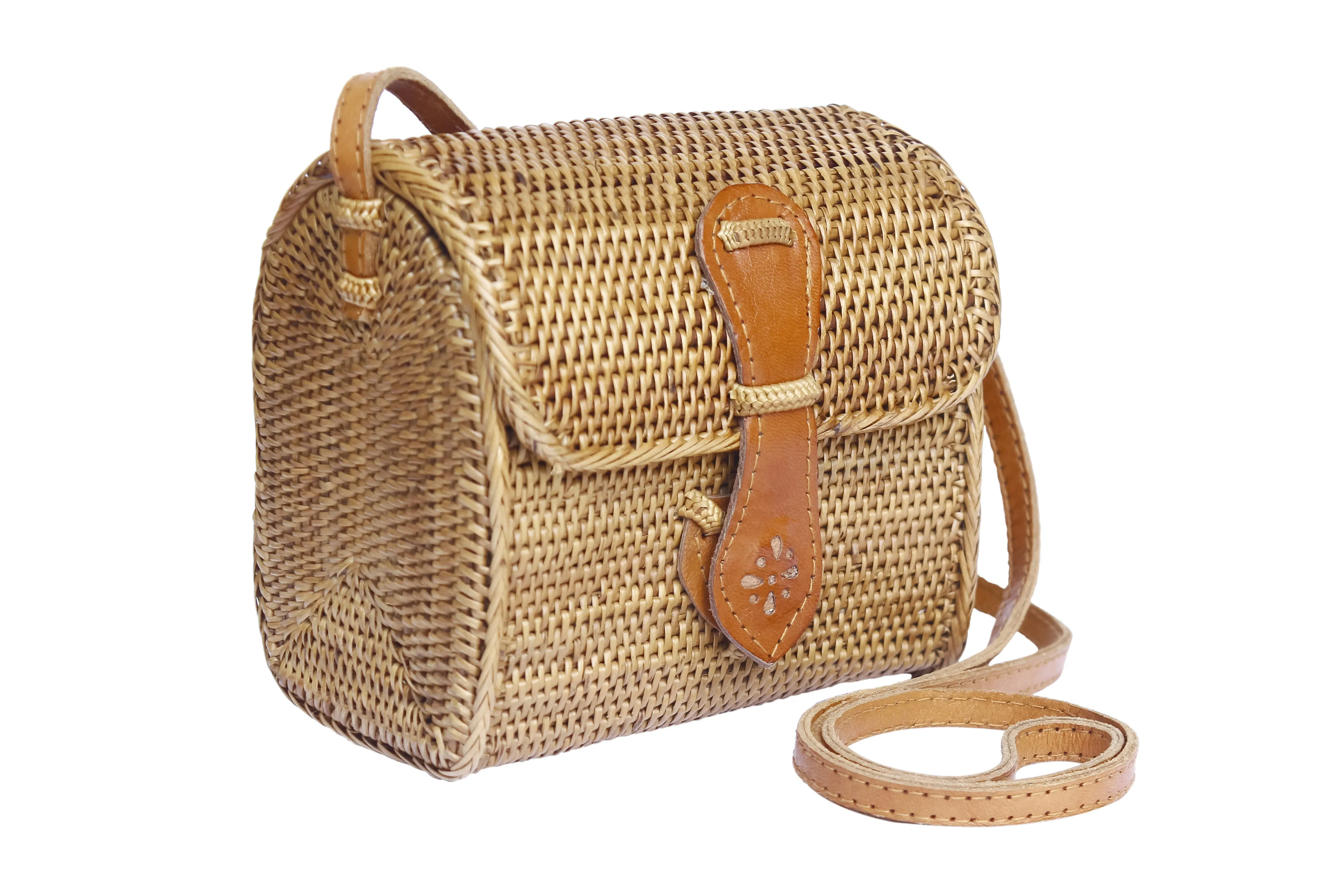 Mini Rattan Bali Crossbody Square Bag