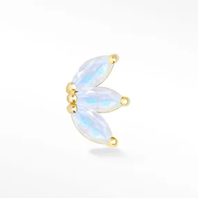 Moonstone Flat Back Earring Baby Lotus 14k Yellow