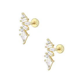 Multishape CZ Diamond Flat Back Earrings