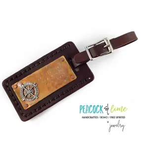 not all those who wander // leather luggage tag